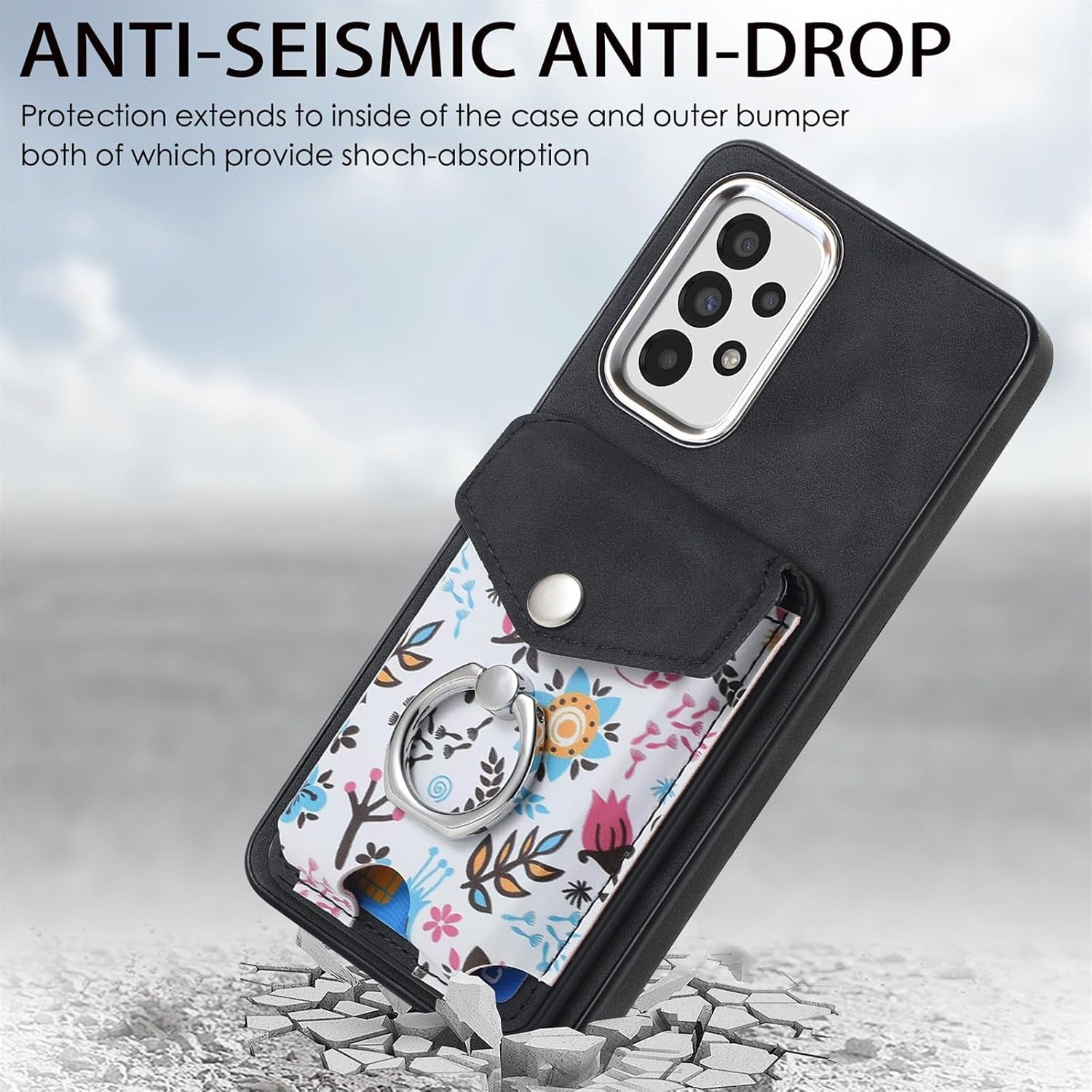 Asuwish Phone Case for Samsung Galaxy A53 5G Wallet Cell Cover with Screen Protector Magnetic Slim Ring Stand Kickstand Back Credit Card Holder Slot a 53 G5 53A SM A536U 6.5" 2022 Girls Women Black