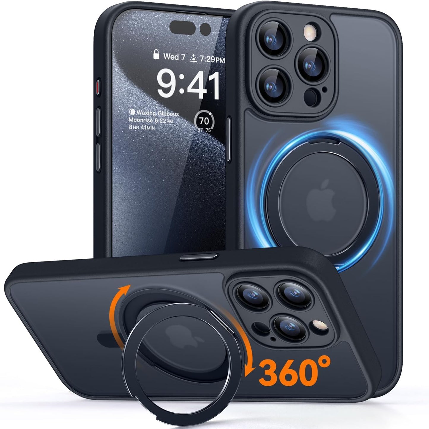 CANSHN 360° Spin Magnetic Stand for Iphone 17 Pro Max Case with Camera Control [Full Camera Protection] [Compatible with Magsafe] Translucent Matte Shockproof Protective Phone Cover 6.9" -Deep Purple