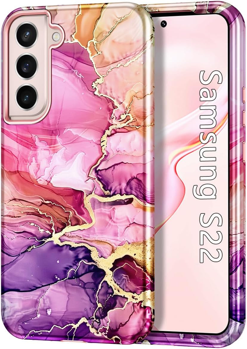 Btscase for Samsung Galaxy S22 plus Case, [Military Grade Drop Tested] Marble Pattern Design Slim Rugged Shockproof Women Girls Men Protective Anti-Scratch Cover for Galaxy S22 plus 5G, Cobalt Blue