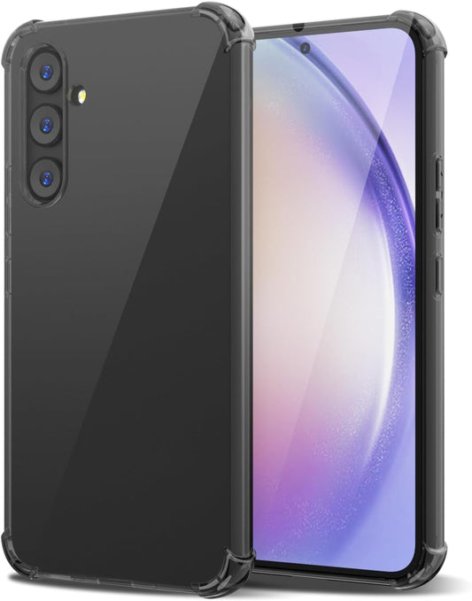 For Samsuang Galaxy A54 5G Case Clear, Transparent Jelly Protective Silicone Phone Case Design for Women Girly Cute Simple, Thin Slim Fit Soft Flexible TPU Shockproof Bumper, Clear Black