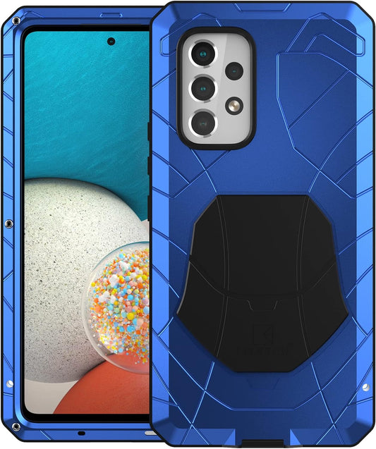 For Galaxy A53 5G Metal Case,A53 5G Heavy Duty Protective Case,Hard Cover Armor Silicone Rugged Bumper Shockproof Defender Rubber for Samsung Galaxy A53 5G 2022 (Blue)