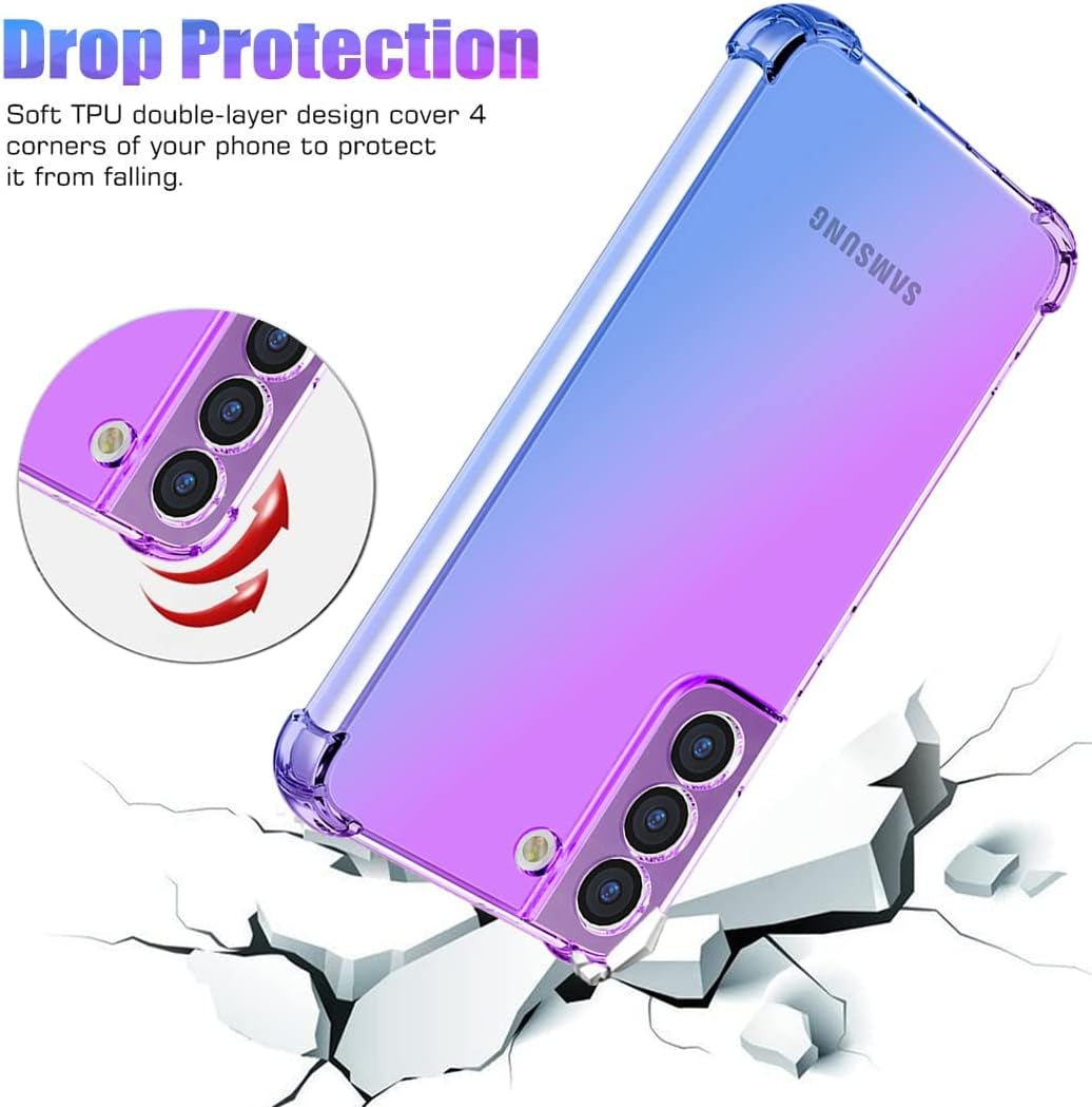 Case for Galaxy S22 plus Case, Samsung S22+ 5G Cute Case Girls, Gradient Slim anti Scratch Soft TPU Phone Cover Shockproof Protective Case for Samsung Galaxy S22 plus 5G (Purple/Blue)