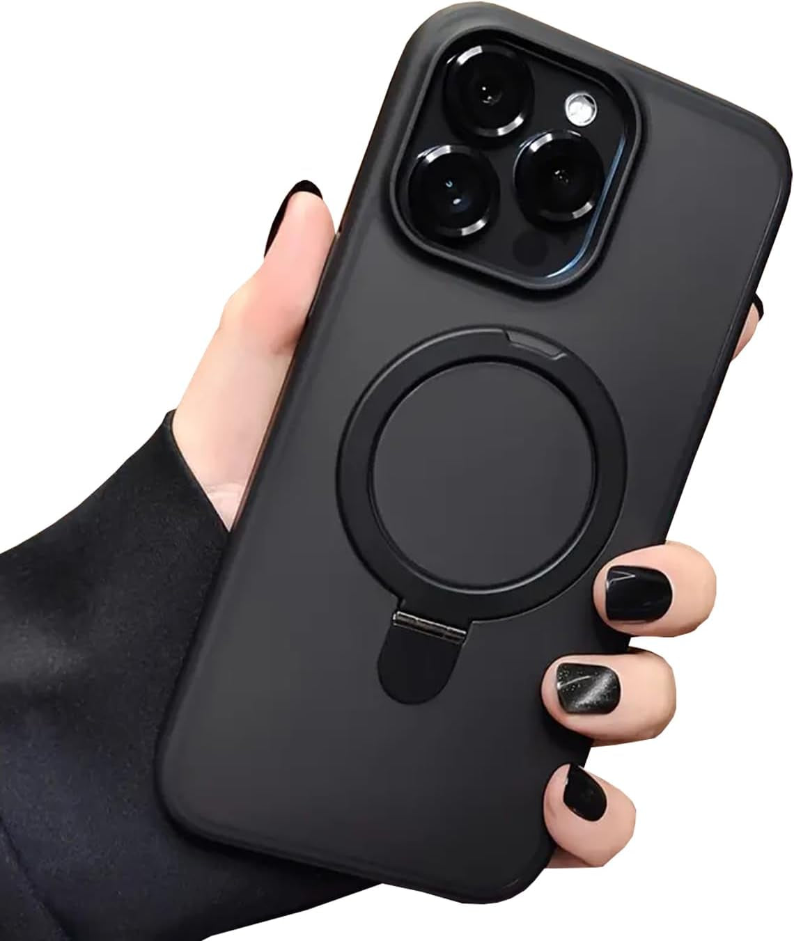 Faneiy Magnetic Ring Case for Iphone 13/14 Case Compatible with Magsafe Kickstand Invisible Bracket Matte Frosted Shockproof Cute Cellphone Cover for Iphone 13/14-6.1'' Black  Faneiy Black-B Iphone 13 Pro Max(6.7'') 