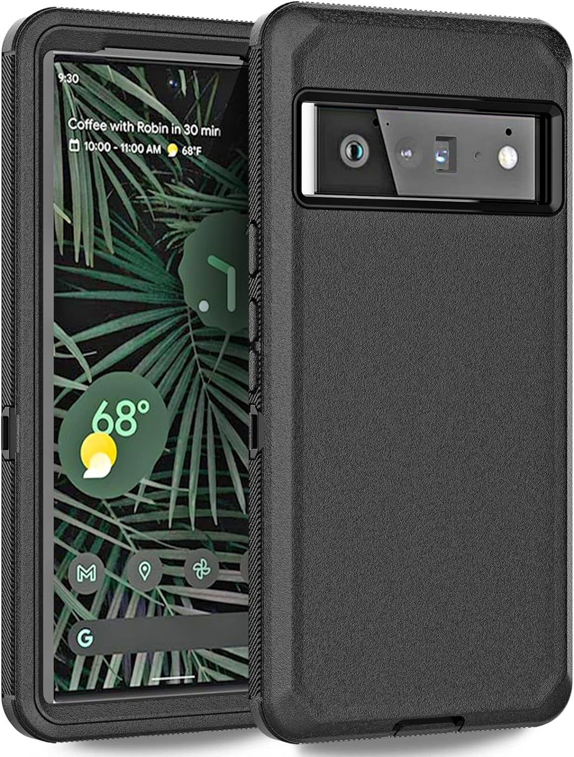 Anloes Case for Google Pixel 6, Pixel 6 Phone Case Heavy Duty Shockproof Dustproof Rugged Defender Protective, 3 in 1 Bumper Cover for Pixel 6 5G Black(Without Screen Protector)  Anloes Black  