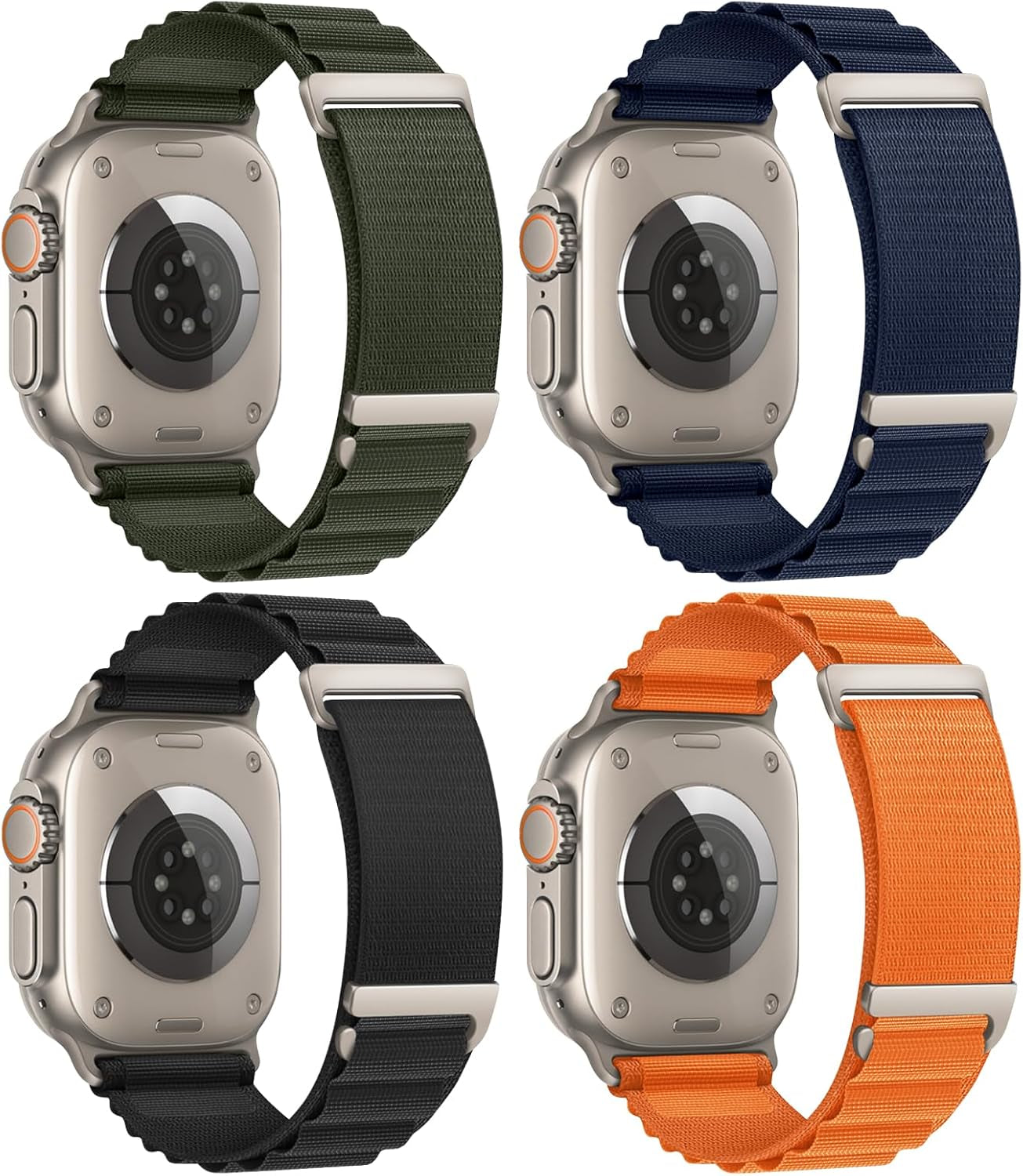 4 Pack Compatible with Apple Watch Ultra 2 Band 49Mm 45Mm 44Mm 42Mm for Men, Adjustable Trail Loop & Alpine Loop Nylon Band for Iwatch Ultra 2 Ultra Series SE 9/8/7/6/5/4