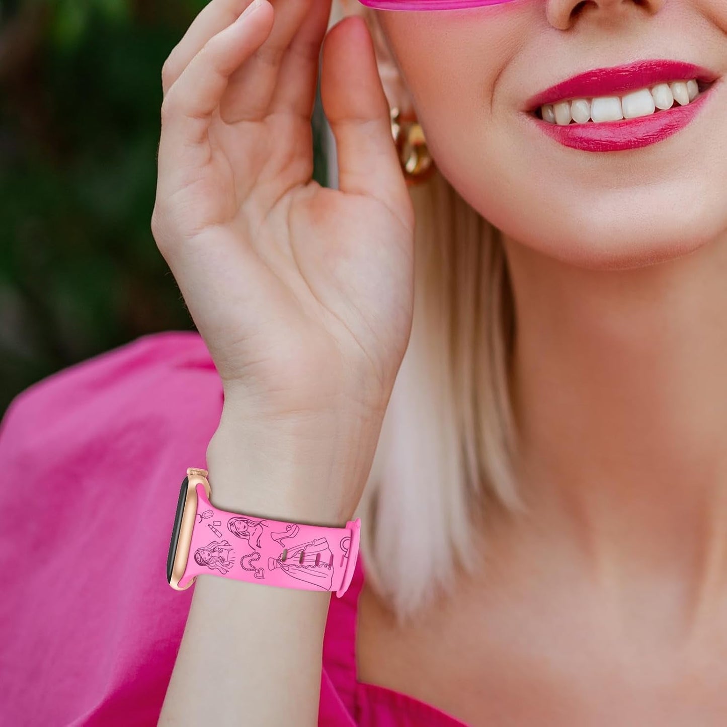 6 Packs Cartoon Engraved Bands Compatible with Apple Watch Band 40Mm 38Mm 44Mm 45Mm 49Mm 42Mm Women, Designer Silicone Cute Soft Strap for Apple Watch Ultra 2 Iwatch Series 9 8 7 SE 6 5 4 3 2 1