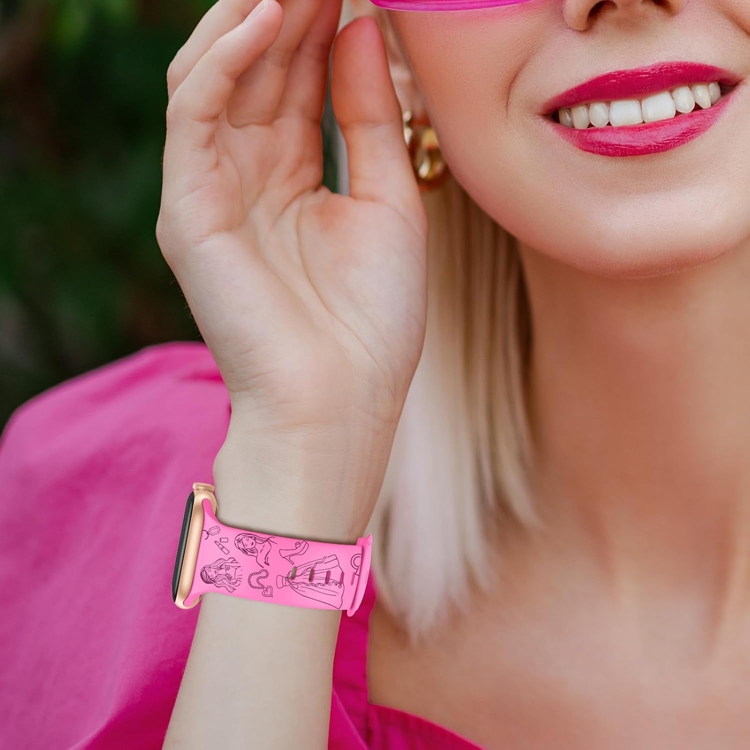 6 Packs Cartoon Engraved Bands Compatible with Apple Watch Band 40Mm 38Mm 44Mm 45Mm 49Mm 42Mm Women, Designer Silicone Cute Soft Strap for Apple Watch Ultra 2 Iwatch Series 9 8 7 SE 6 5 4 3 2 1