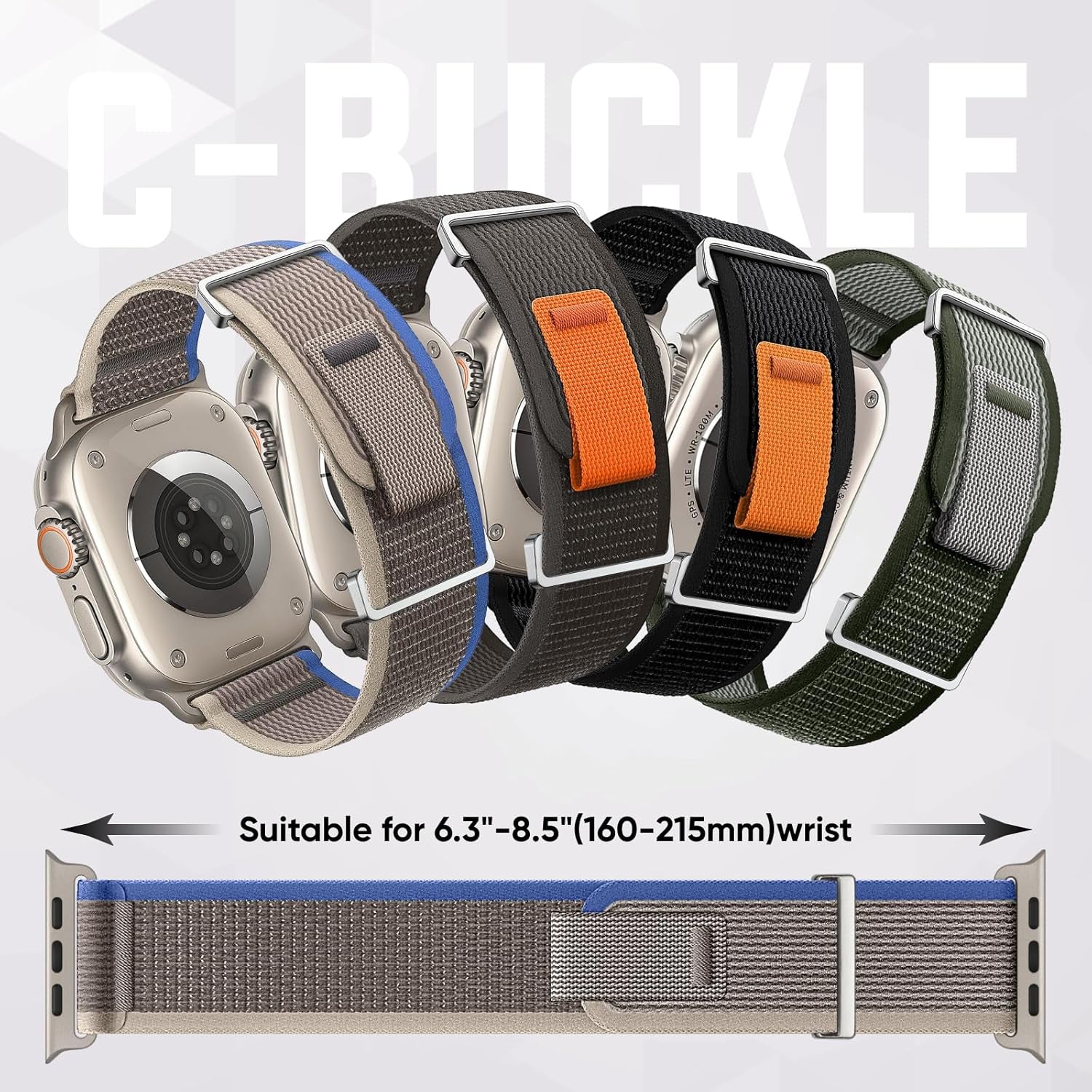 4 Pack Compatible with Apple Watch Ultra 2 Band 49Mm 45Mm 44Mm 42Mm for Men, Adjustable Trail Loop & Alpine Loop Nylon Band for Iwatch Ultra 2 Ultra Series SE 9/8/7/6/5/4