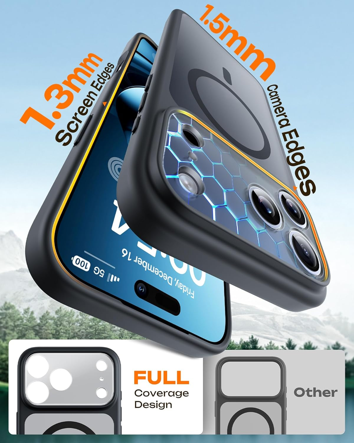 TOCOL for Iphone 17 Pro Case, Compatible with Magsafe, Full Camera Protection, Built-In Magnetic Ring, Drop Protection, Translucent Matte Phone Case for Iphone 17 Pro 6.3 Inch (Black)