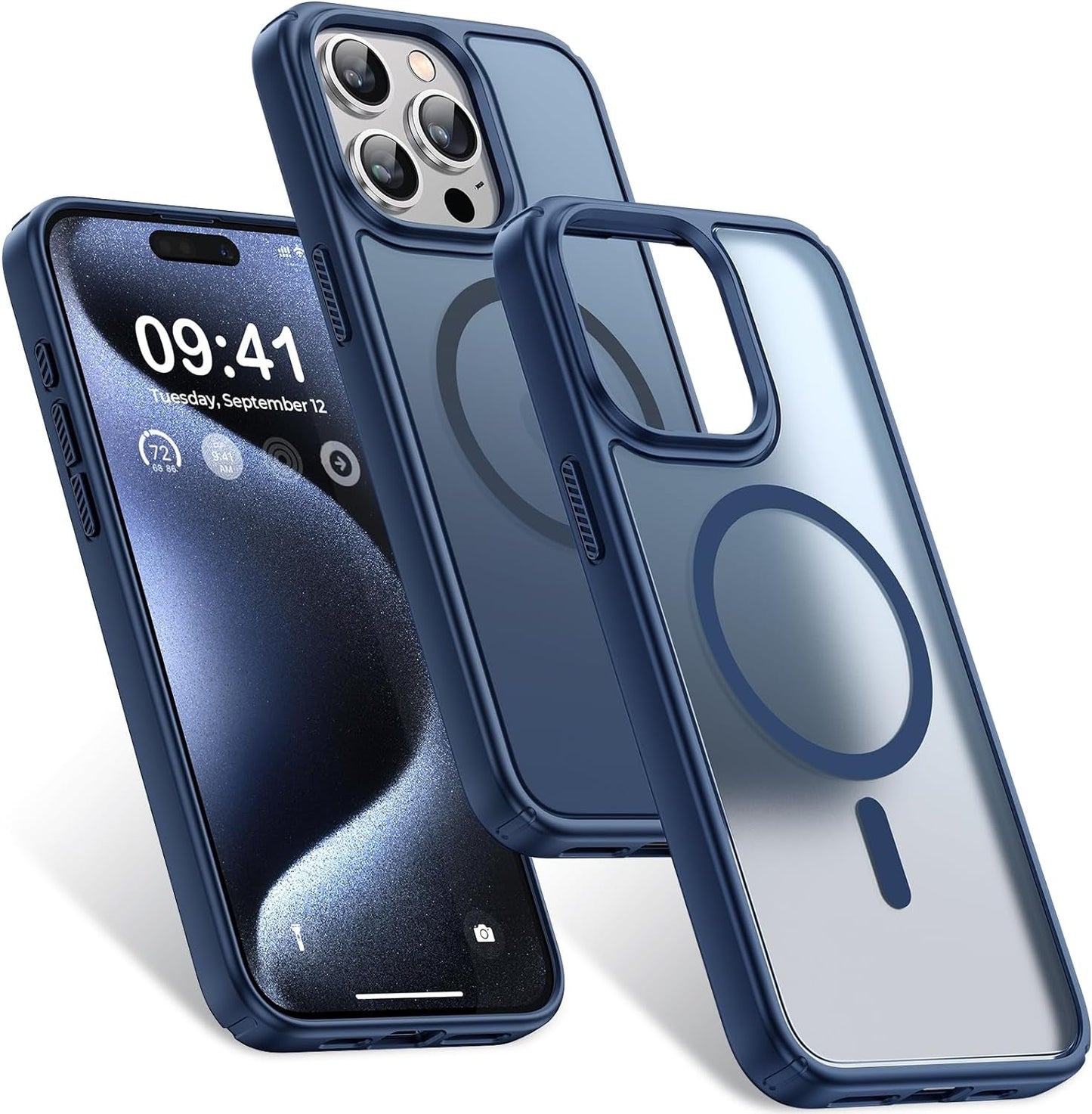 Humixx Magnetic for Iphone 15 Pro Case Clear [Compatible with Magsafe] [No.1 Strong N52 Magnets] [Mil-Grade Shockproof] Dustproof & Non-Yellowing Soft Slim Case for Iphone 15 Pro,Blue  Humixx B - Blue Titanium Iphone 15 Pro 
