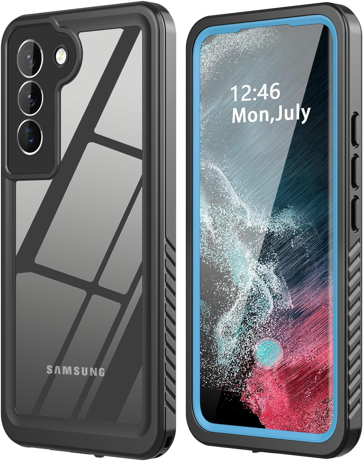 For Samsung Galaxy S22 plus Case Waterproof Built-In Screen Protector [Full Body Shockproof][12 FT Military Shockproof] Dustproof Underwater Phone Case for Galaxy S22 plus 5G 6.6''(Black)