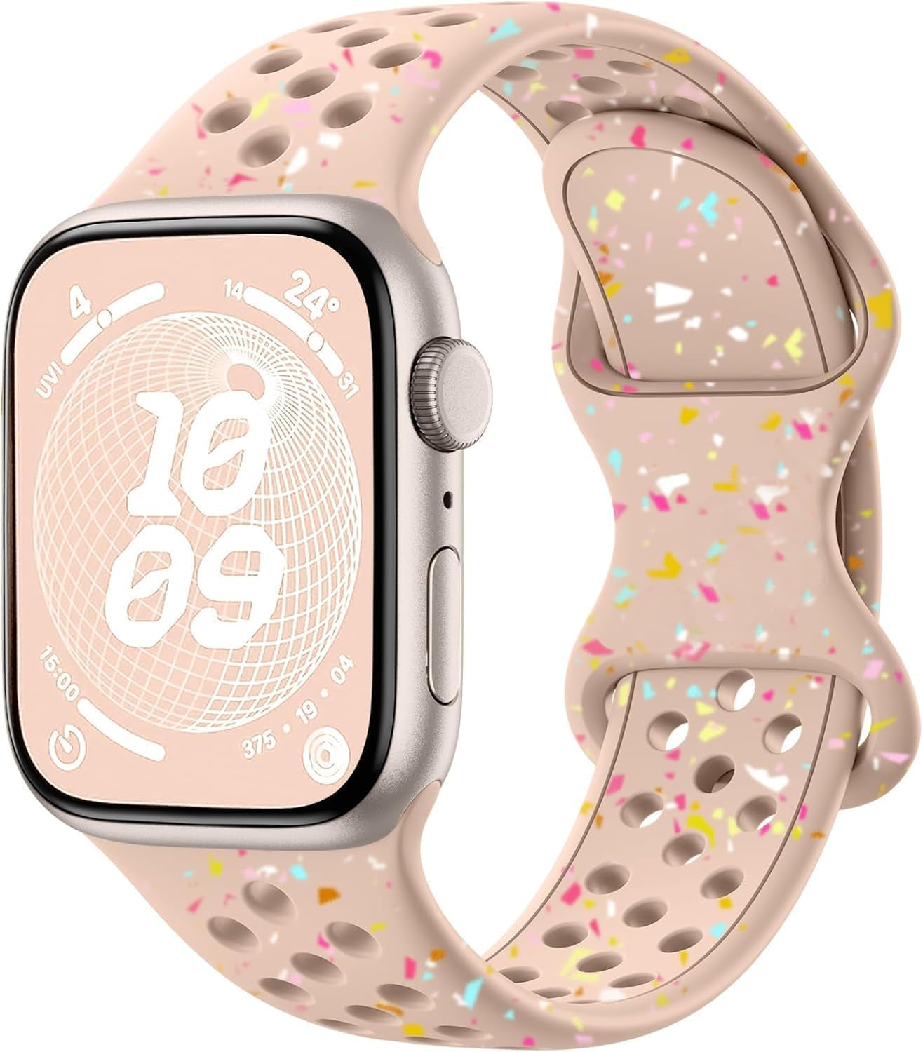 Breathable Sport Silicone Band Compatible with Apple Watch Bands 40Mm 38Mm 44Mm 41Mm 45Mm 42Mm 49Mm Women Men, Soft Wristband Recycled Plastic Strap for Iwatch Bands Series 9 SE 8 7 6 5 4 3 2 1 Ultra