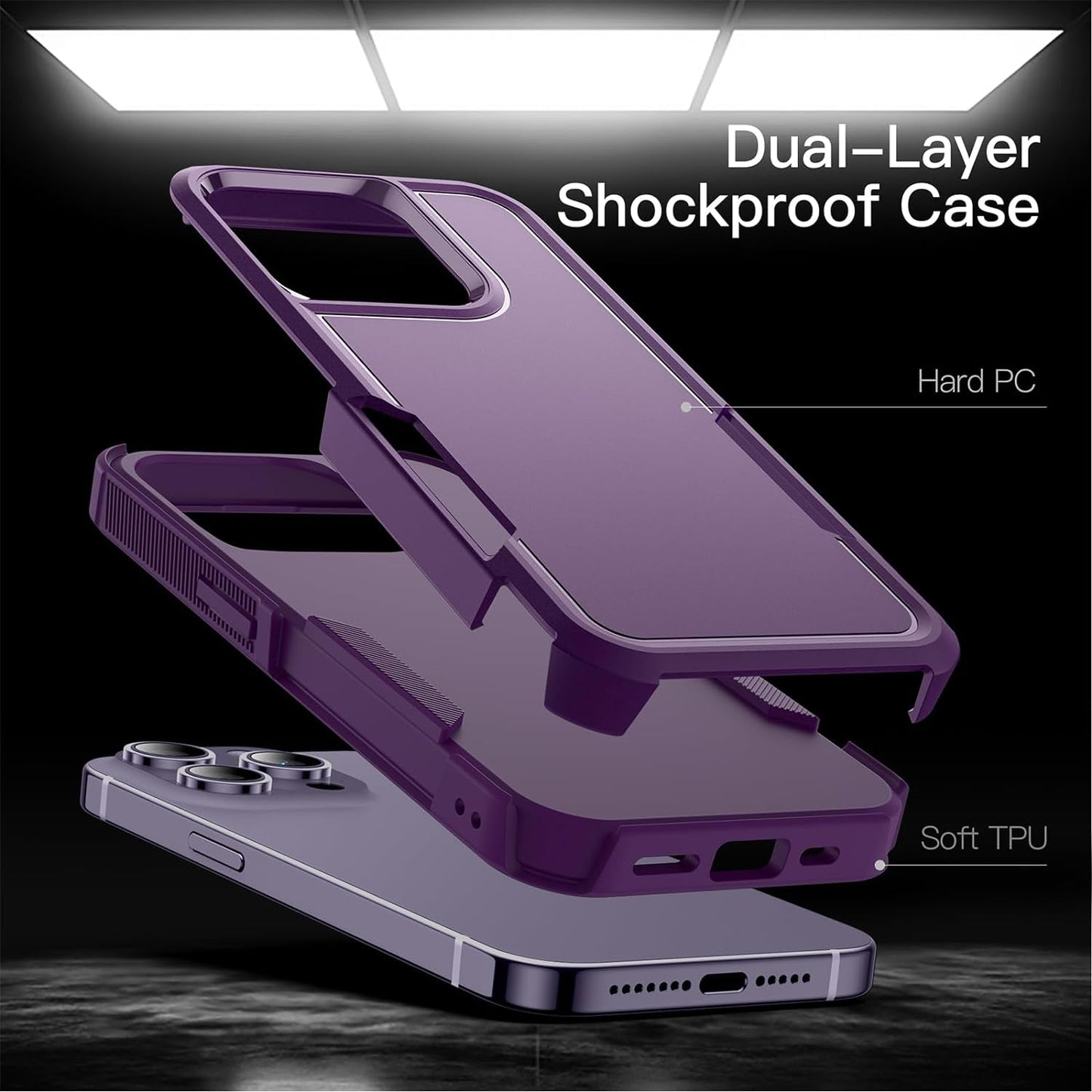 Jetech Case for Iphone 14 Pro Max 6.7-Inch, Heavy Duty Dual-Layer Rugged Protection, Shockproof Protective Tough Phone Cover with Matte Back (Deep Purple)  JETech   