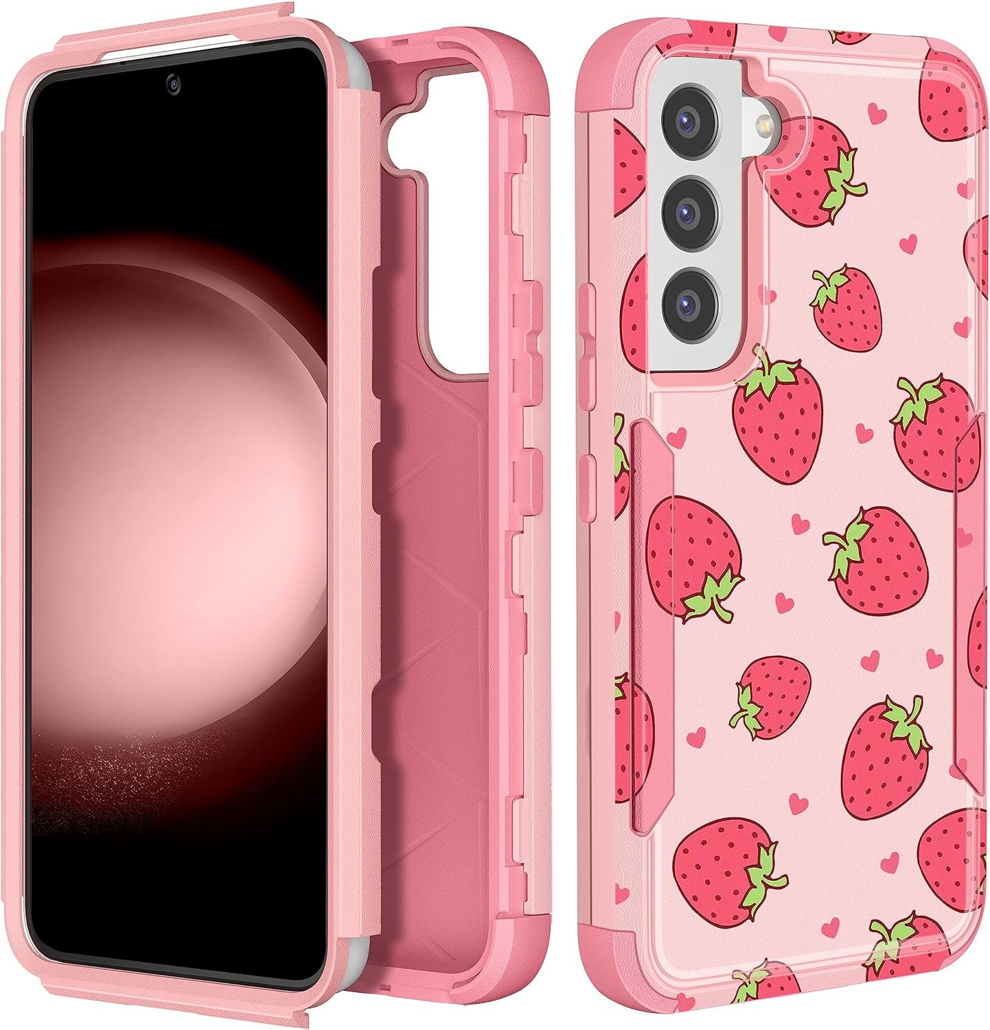 For Samsung Galaxy S22 Case Heavy Duty Protective Designer Strawberry Drop Tested Cute Cases for Men Women Girls Shockproof Protection Rugged Bumper Phone Cover for Galaxy S22 6.1"