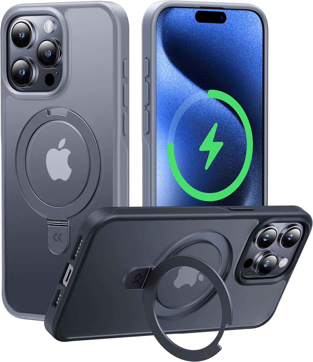 CASEKOO for Iphone 14 Pro Case with Magnetic Ring Stand [Military Drop Protection] [Compatible with Magsafe] Shockproof Slim Translucent Matte Phone Cases 6.1 Inch 2022, Purple  CASEKOO Z Grey For Iphone 15 Pro Max 