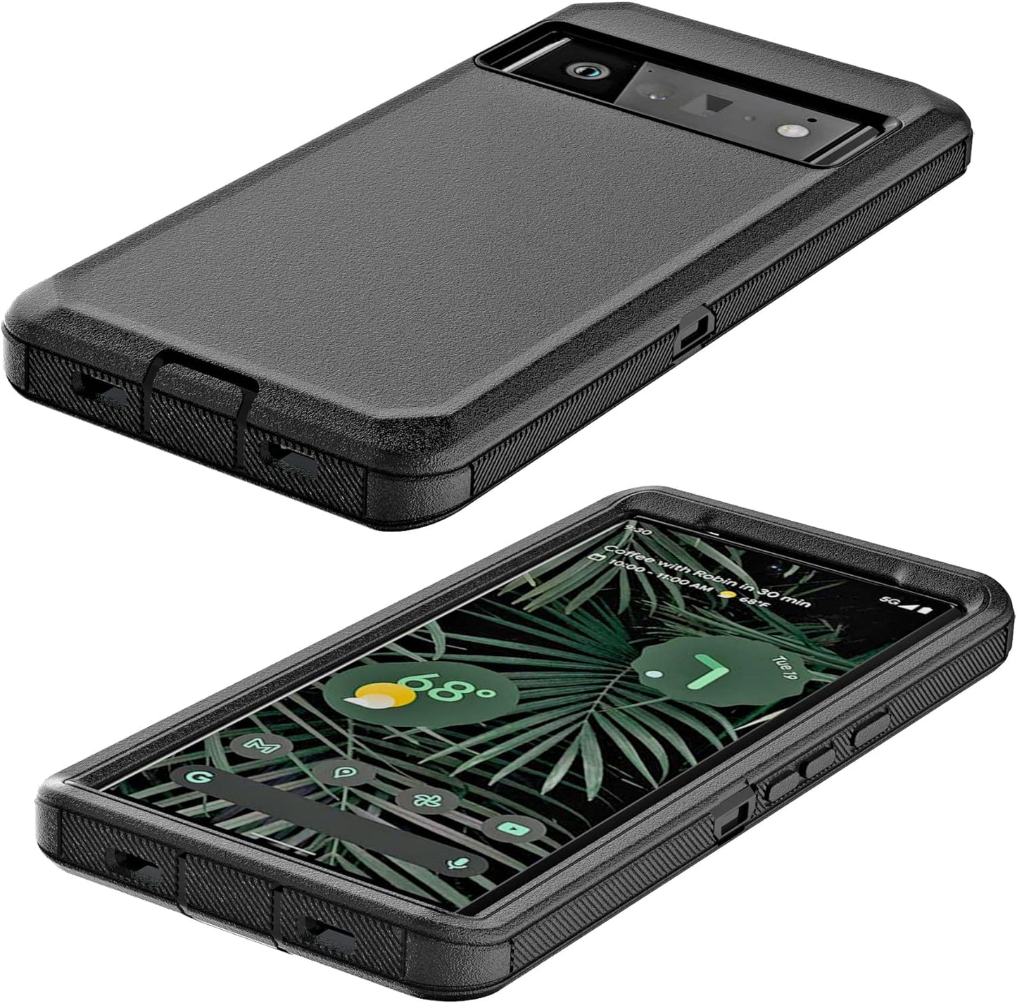 Anloes Case for Google Pixel 6, Pixel 6 Phone Case Heavy Duty Shockproof Dustproof Rugged Defender Protective, 3 in 1 Bumper Cover for Pixel 6 5G Black(Without Screen Protector)  Anloes   