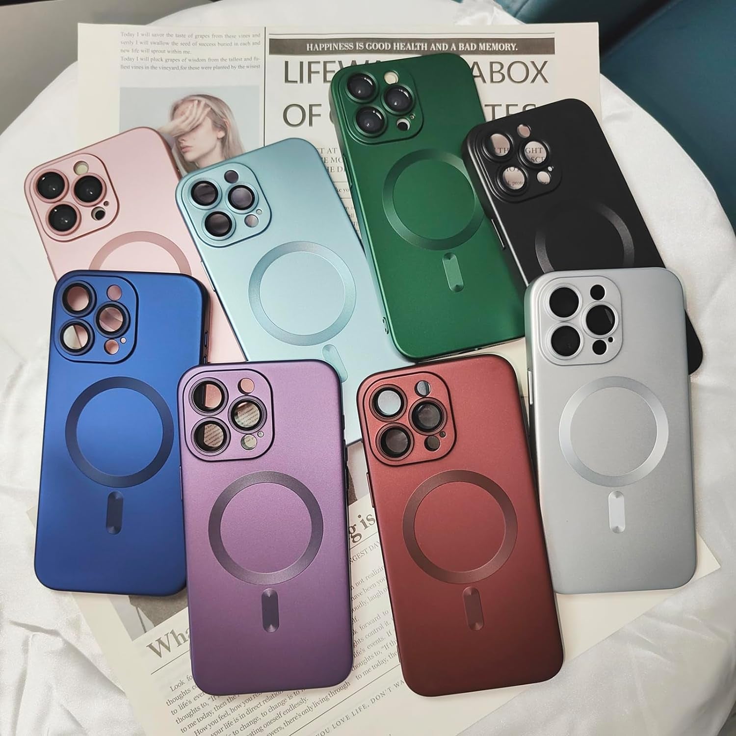 Ankofave Magnetic Case for Iphone 14 Pro Phone Case for Women, Matte Luxury Soft Metallic Luster Design with Camera Lens Protector, Compatible with Magsafe Case for Iphone 14 Pro 6.1"-Black  ankofave   