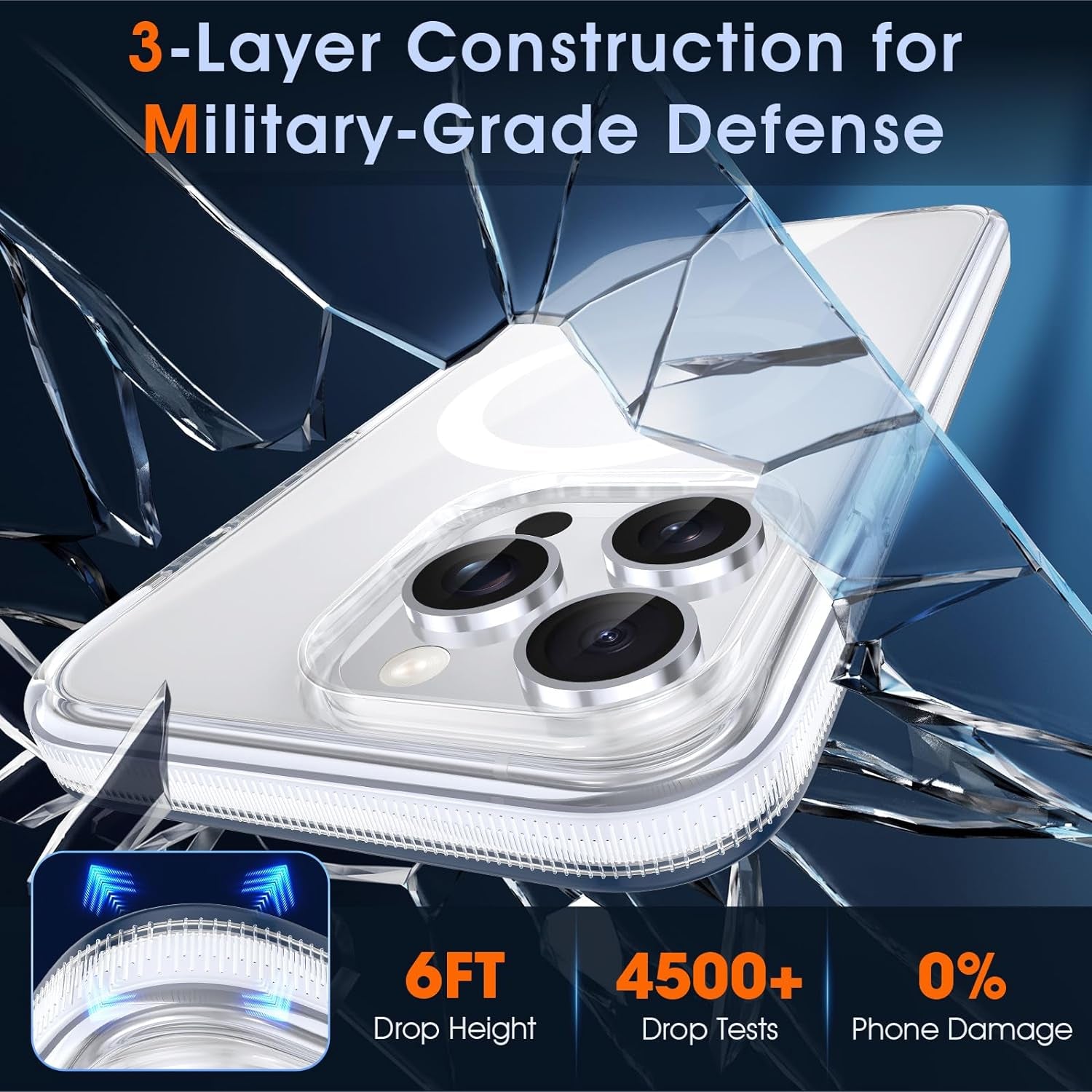 MILPROX Compatible with Iphone 15 Pro Max Case - Compatible with Magsafe - Magnetic Clear Trasparent Design - Non-Yellowing Anti-Slip - Shockproof Bumper Phone Cover - White  MILPROX   