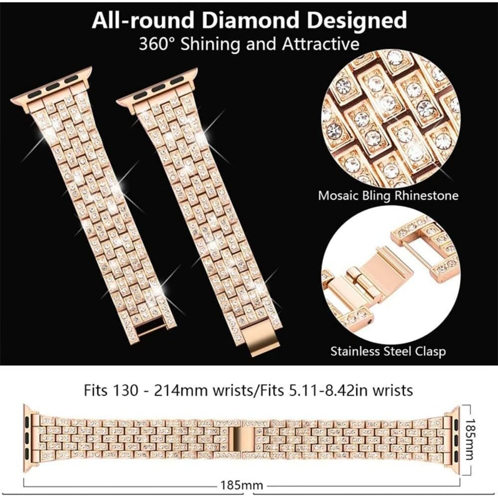 Diamond Bracelet for Apple Watch Band 41Mm 40Mm Women Fashion Stainless Steel Strap Iwatch Ultra 2 49Mm 9 8 7 6 SE 5 4 45Mm 44Mm
