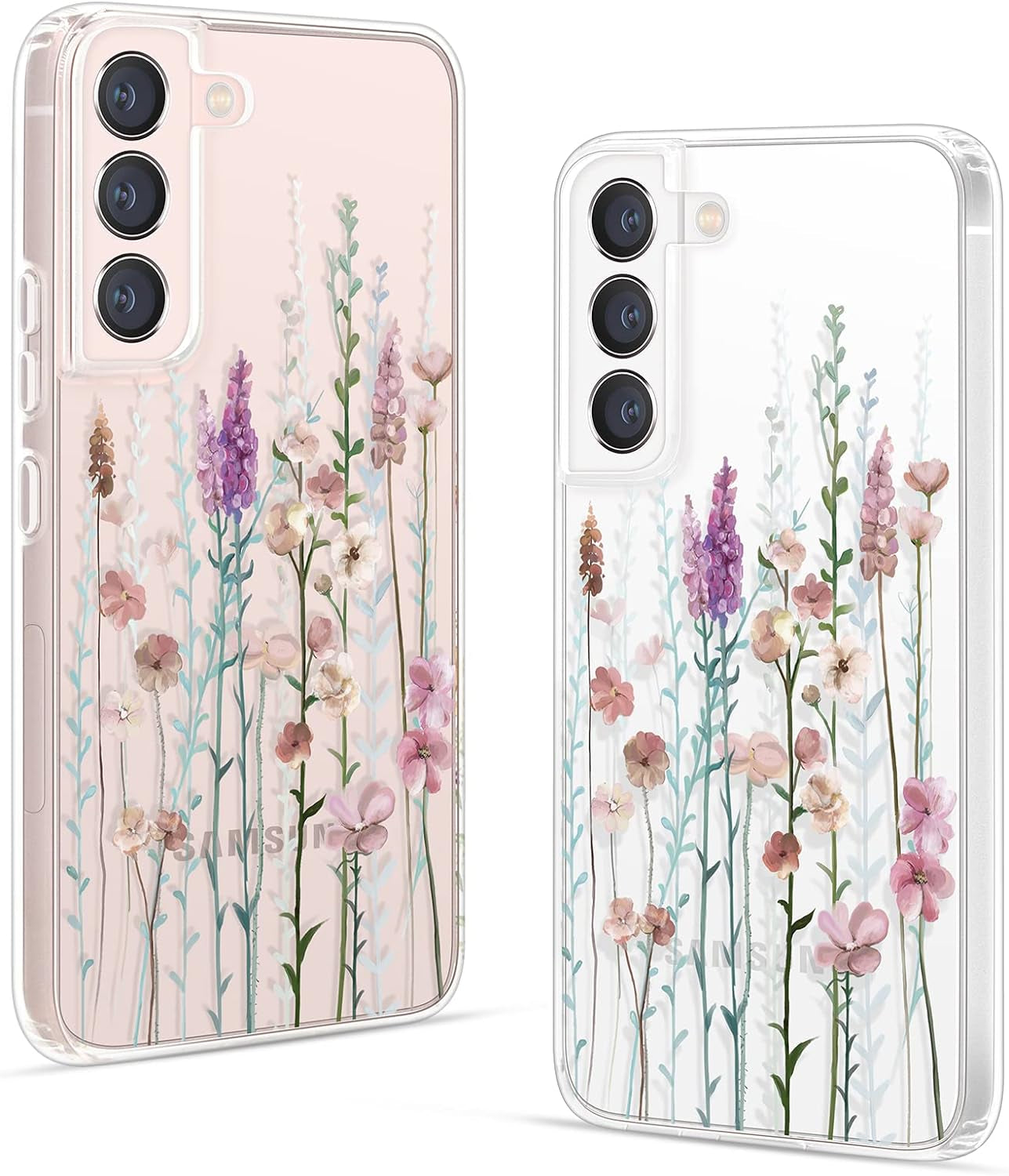 Gronda Case for Samsung Galaxy S22 Cute Floral Design Case for Galaxy S22 anti Yellowing Slim S22 Phone Case for Women, Flowers Blooming