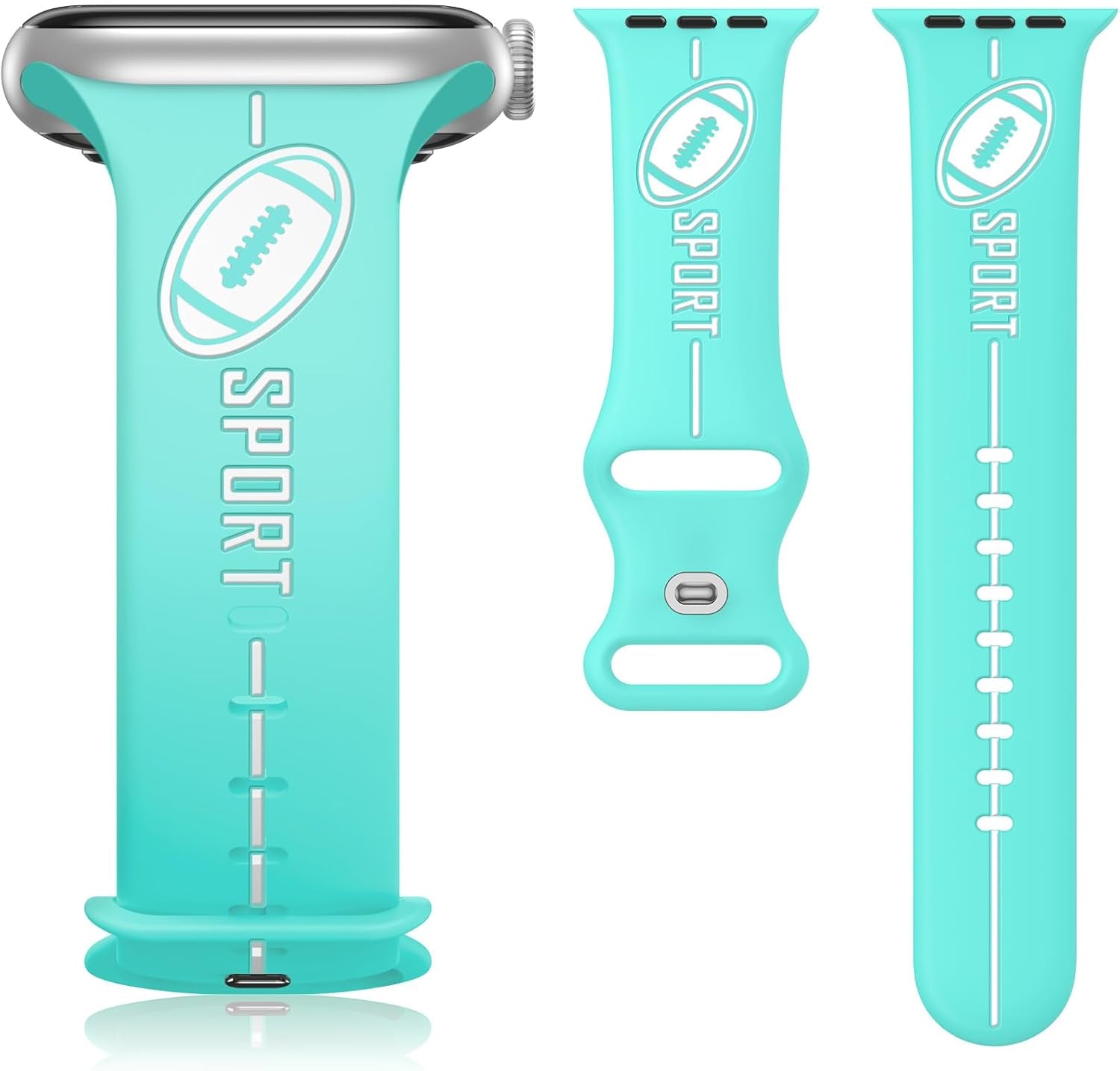 Designer Band for Apple Watch Band 38Mm 40Mm 41Mm 42Mm 44Mm 45Mm 49Mm Women Men,Silicone Waterproof Football Sport Strap for Iwatch Series 9 Ultra 8 7 6 5 4 3 2 1 SE Replacement Wristbands Grey Green