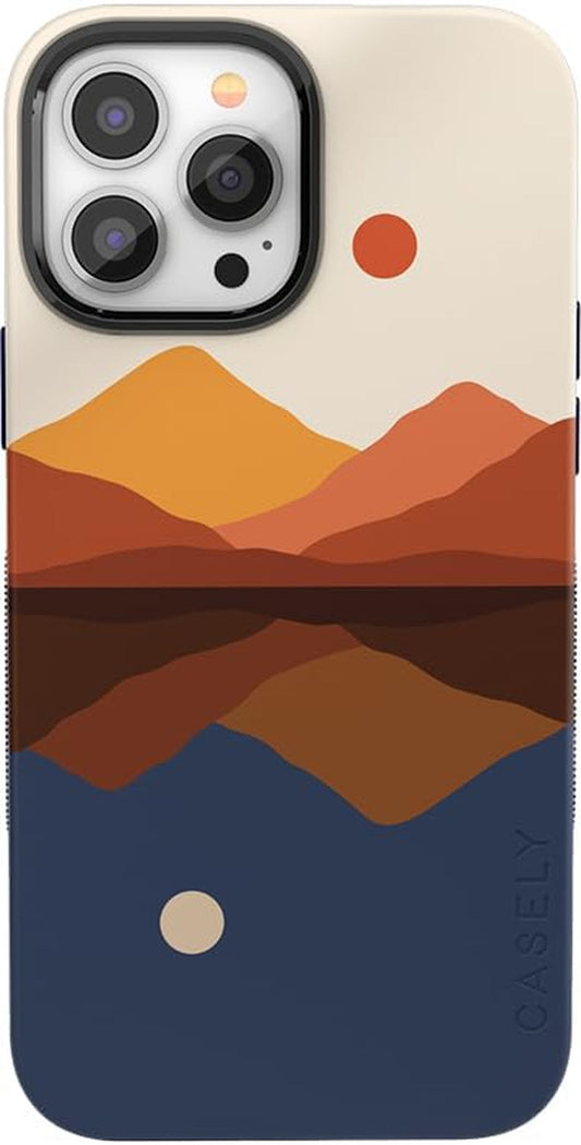 Casely Iphone 14 Pro Case | Opposites Attract | Day & Night Colorblock Mountain | Compatible with Magsafe  Casely   