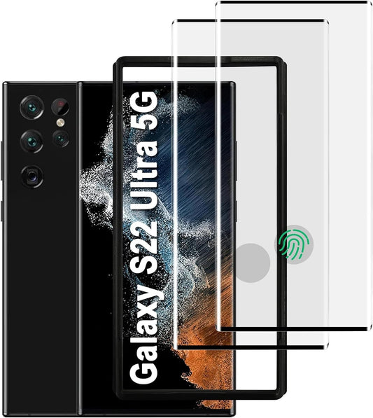 AACL Galaxy S22 Ultra Screen Protector Tempered Glass for Samsung Galaxy S22 Ultra 5G,6.8 Inch [Fingerprint Unlock][Anti-Scratch][2 Pack]-[Fingerprint Area Obvious] Case Friendly