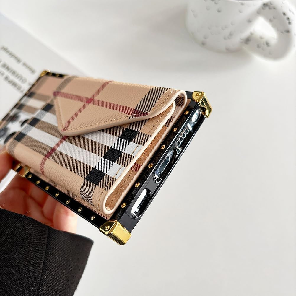 For Samsung Galaxy S22 Ultra Wallet Case with Card Holder,Pu Leather Kickstand Magnetic Clasp Fold Wallet Classical Shockproof Protective Cover Square Case Compatible with Galaxy S22 Ultra 6.8''