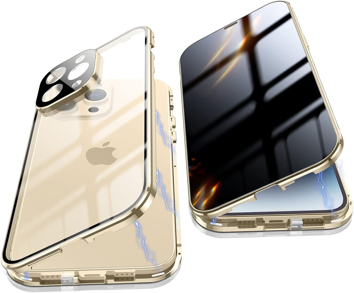 Jonwelsy anti Peeping Case for Iphone 14 Pro (6.1"), 360 Degree Front and Back Privacy Tempered Glass Cover, anti SPY Screen, anti Peep Magnetic Adsorption Metal Bumper for Iphone 14 Pro (Silver)  Jonwelsy   