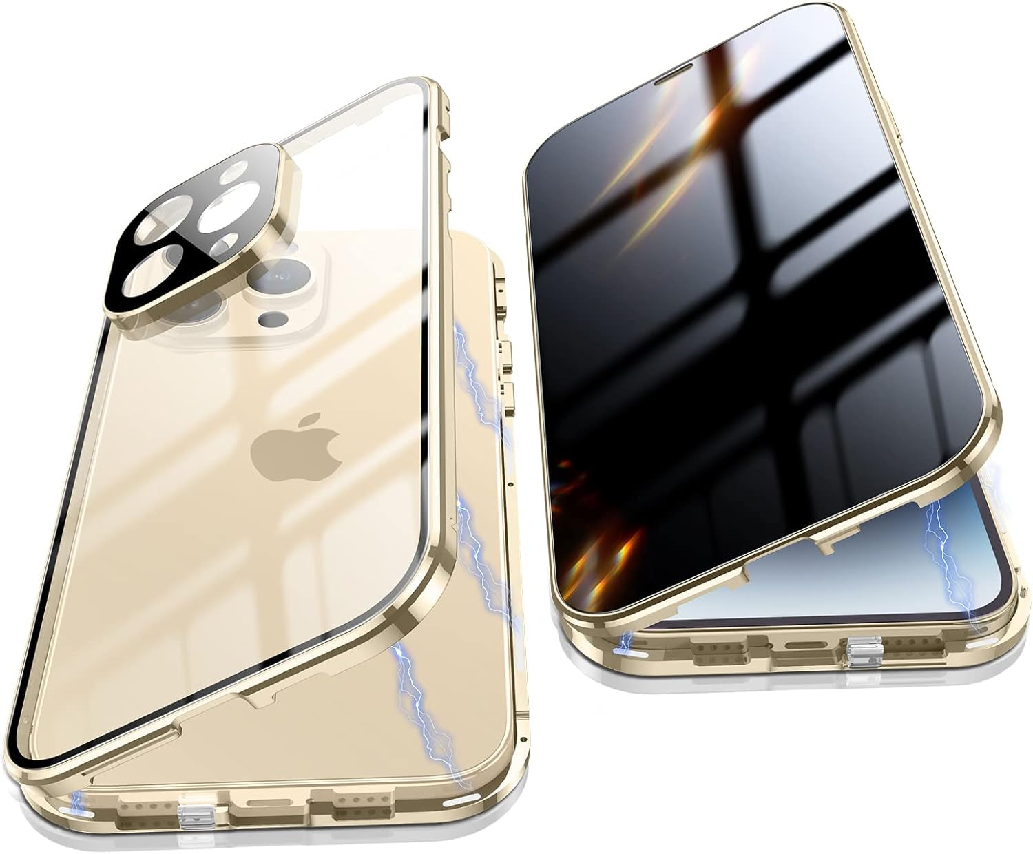 Jonwelsy anti Peeping Case for Iphone 14 Pro (6.1"), 360 Degree Front and Back Privacy Tempered Glass Cover, anti SPY Screen, anti Peep Magnetic Adsorption Metal Bumper for Iphone 14 Pro (Silver)  Jonwelsy   