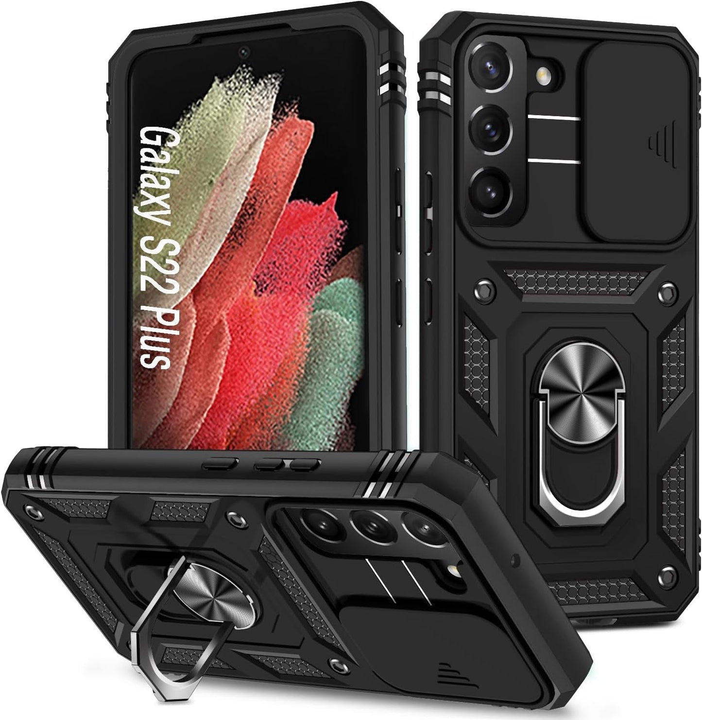 Case for Galaxy S22 Ultra, Shockproof Impact Resistant with Slide Lens Protective Cover Case for Samsung Galaxy S22 Ultra 4G/5G 6.8" (Green)