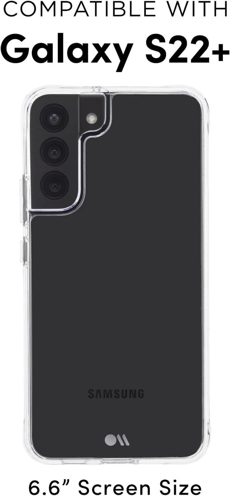 Case-Mate Samsung Galaxy S22 plus Case - 6.6" Clear - with 10Ft Drop Protection & Wireless Charging - Tough Series Case for S22 plus - anti Yellowing Lightweight Cover with anti Scratch Technology
