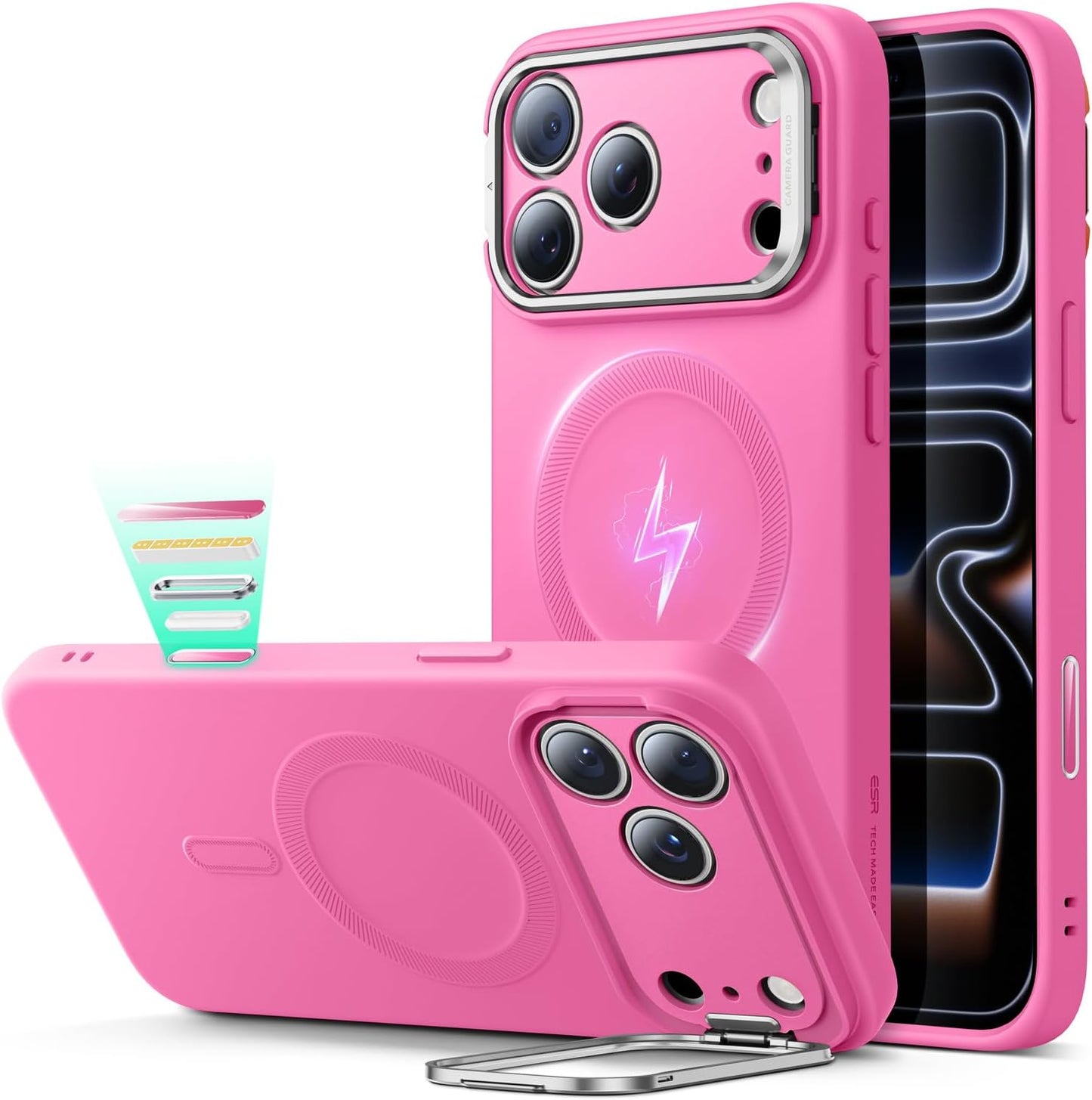 ESR for Iphone 17 Pro Max Case with Stash Stand, Camera Control Cover Compatible with Magsafe, Military-Grade Drop Protection Phone Case for Iphone 17 Pro Max, Scratch-Resistant Back Cover, Clear