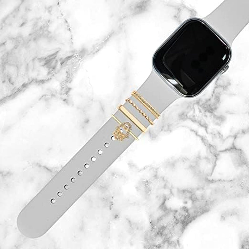 Decorative Rings Loops Compatible with Apple Watch Silicone Bands Metal Diamond Charms 45Mm 44Mm 42Mm 41Mm 40Mm 38Mm Iwatch Series 8 7 6 5 4 3 2 1 Accessories, Eye on Hand, Adjustable