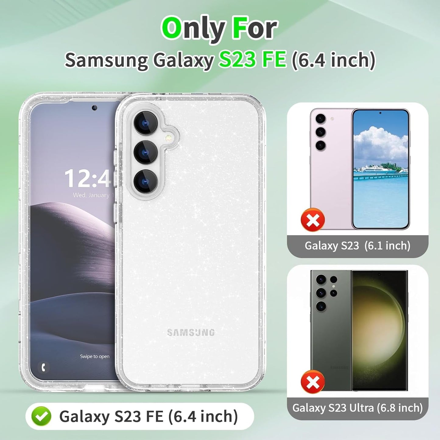 ACKETBOX for Samsung Galaxy S23 FE Case,Glitter Clear Case S23 Fe,Shockproof Bumper Protective Phone Cover,Designed for Samsung S23 FE 5G 6.4"(Clear Bling)