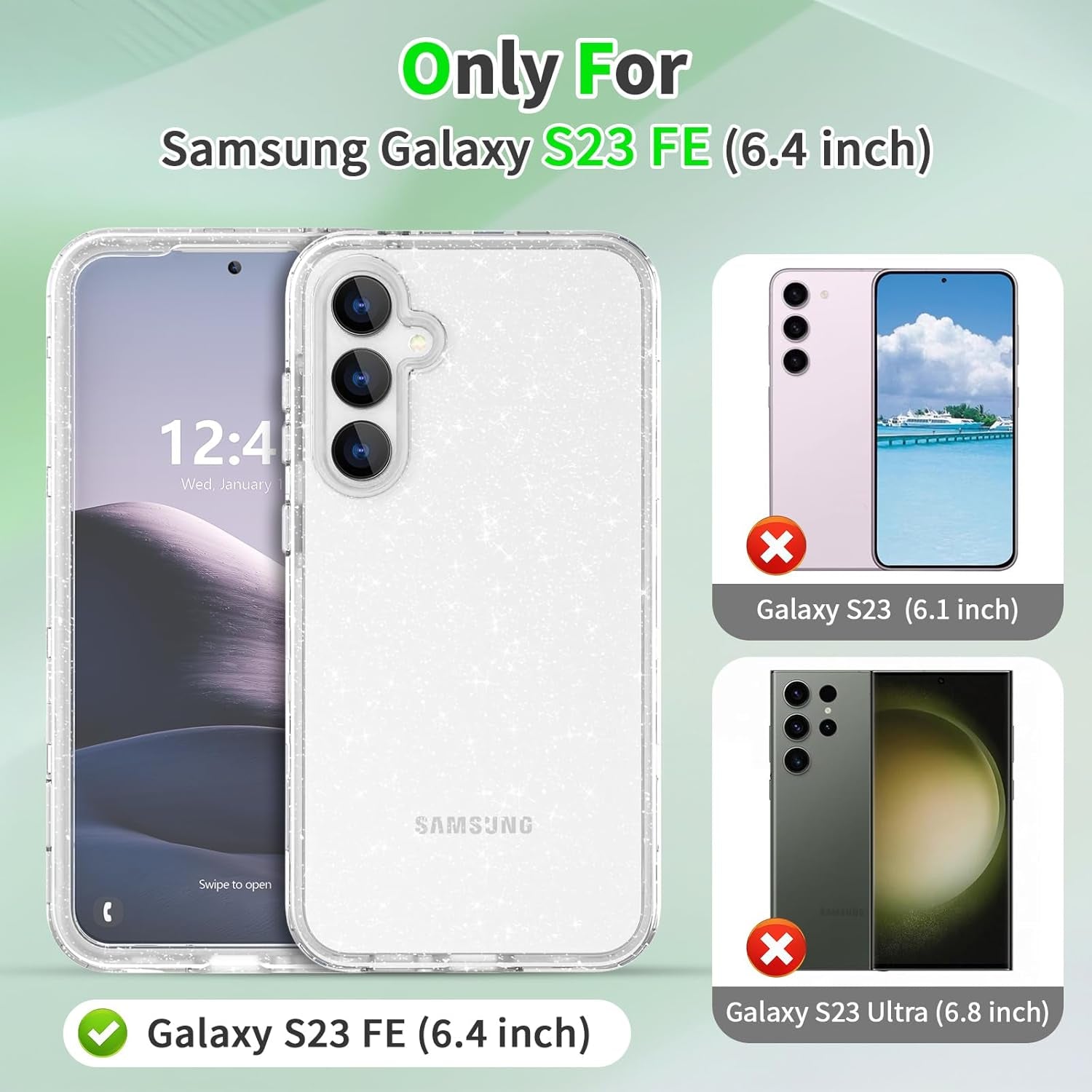 ACKETBOX for Samsung Galaxy S23 FE Case,Glitter Clear Case S23 Fe,Shockproof Bumper Protective Phone Cover,Designed for Samsung S23 FE 5G 6.4"(Clear Bling)