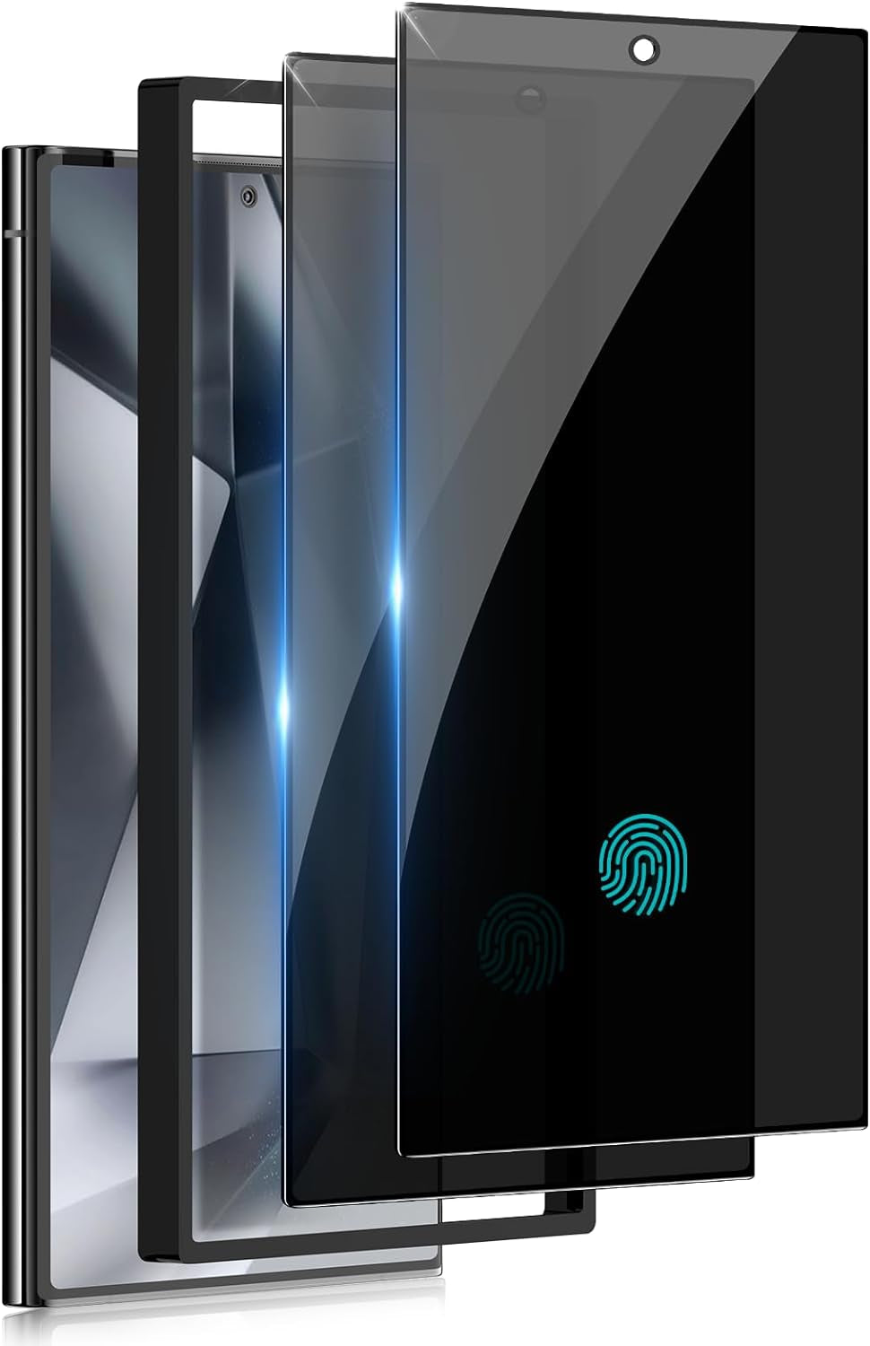 2 Pack for Samsung Galaxy S24 Ultra Privacy Screen Protector Tempered Glass, Anti-Spy, Fingerprint Unlocking, Full Coverage, S24 Ultra Accessories, Case Friendly, Easy Installation