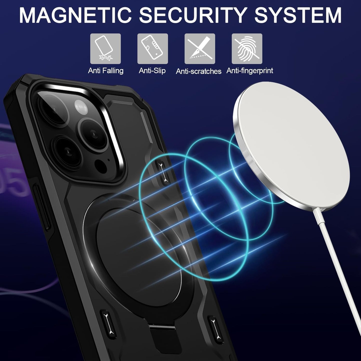 Lokyoo for Iphone 14 Pro Max Case, [Compatible with Magsafe] [Invisible Built in Stand & Ring Holder] Mil-Grade, Dual Layer Shockproof Full Protective Case for 14 Pro Max-Black  Lokyoo   