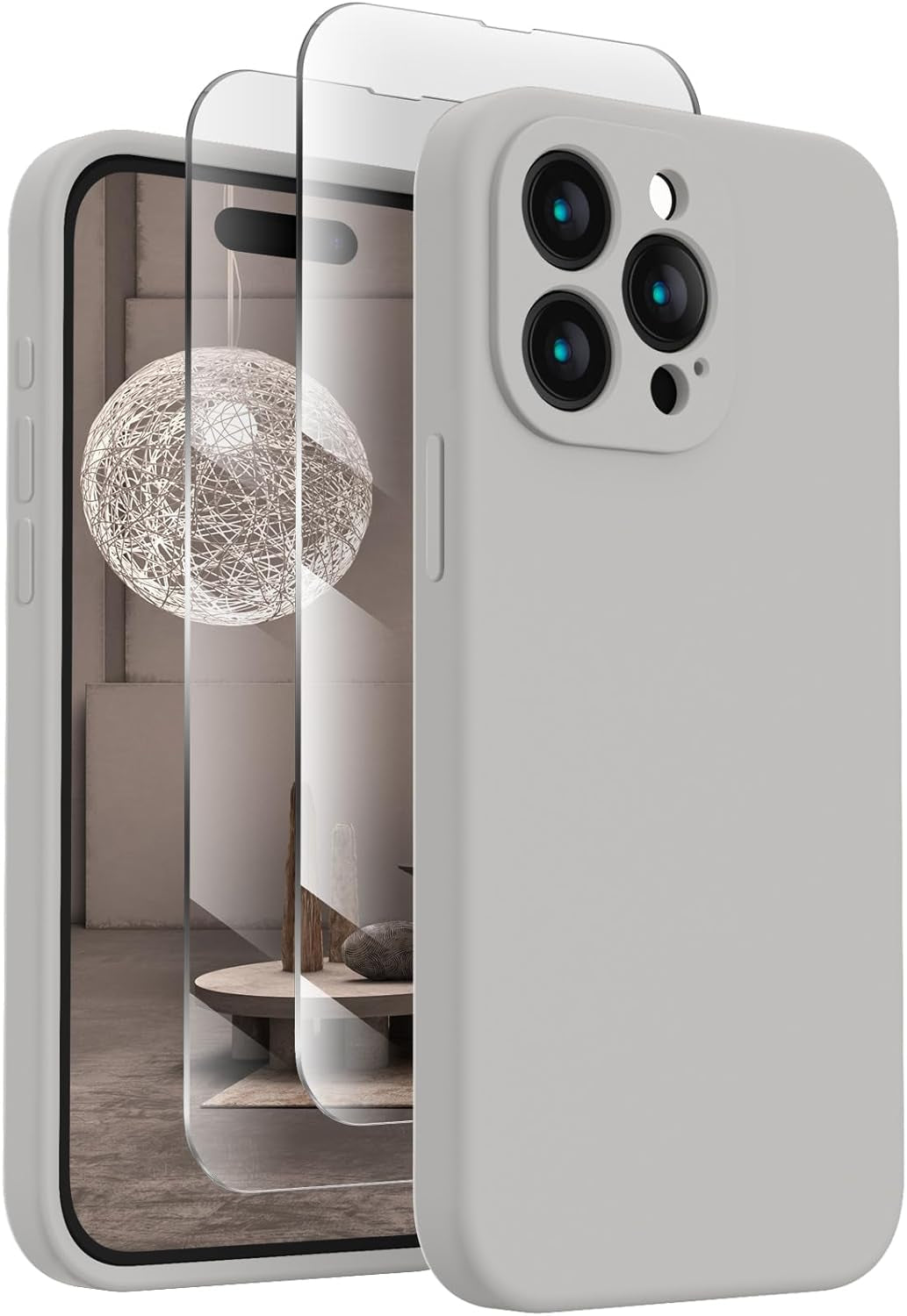 Firenova Designed for Iphone 15 Pro Case, Silicone Upgraded [Camera Protection] Phone Case with [2 Screen Protectors], Soft Anti-Scratch Microfiber Lining Inside, 6.1 Inch, Calke Green  FireNova   