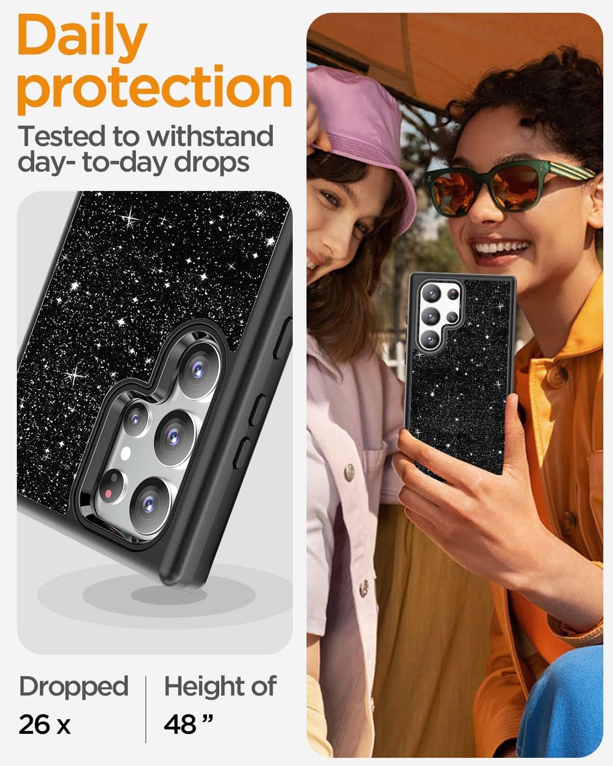 Aicase for Samsung Galaxy S23 Ultra Case 5G,Bling Shiny Glitter Girly Heavy Duty Drop Protection Shockproof 3-Layer Military Protective Phone Case for Samsung S23 Ultra 6.8" 2023