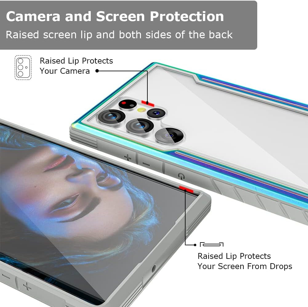 Compatible with Galaxy S22 Ultra Case, 2 in 1 Heavy Duty [Military Grade] Shockproof Drop Protection Case Designed for Samsung Galaxy S22 Ultra 5G Case 6.8 Inches (Multicolor)