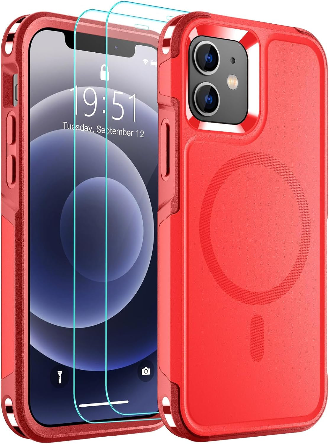 For Iphone 12 Case,Iphone 12 Pro Case,[Compatible with Magsafe][12 FT Military Grade Drop Protection] 2X[Tempered Glass Screen Protector] Magnetic Phone Case for Iphone 12/12 Pro,Deep Blue