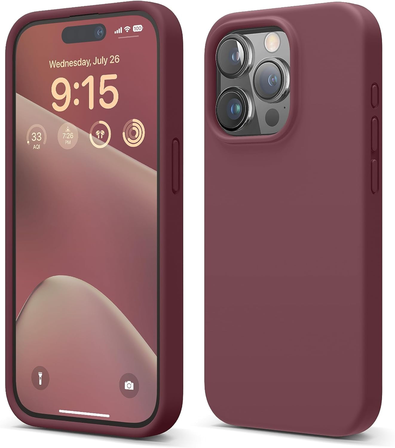Elago Compatible with Iphone 15 Pro Case, Liquid Silicone Case, Full Body Protective Cover, Shockproof, Slim Phone Case, Anti-Scratch Soft Microfiber Lining, 6.1 Inch (Brown)  elago Burgundy  