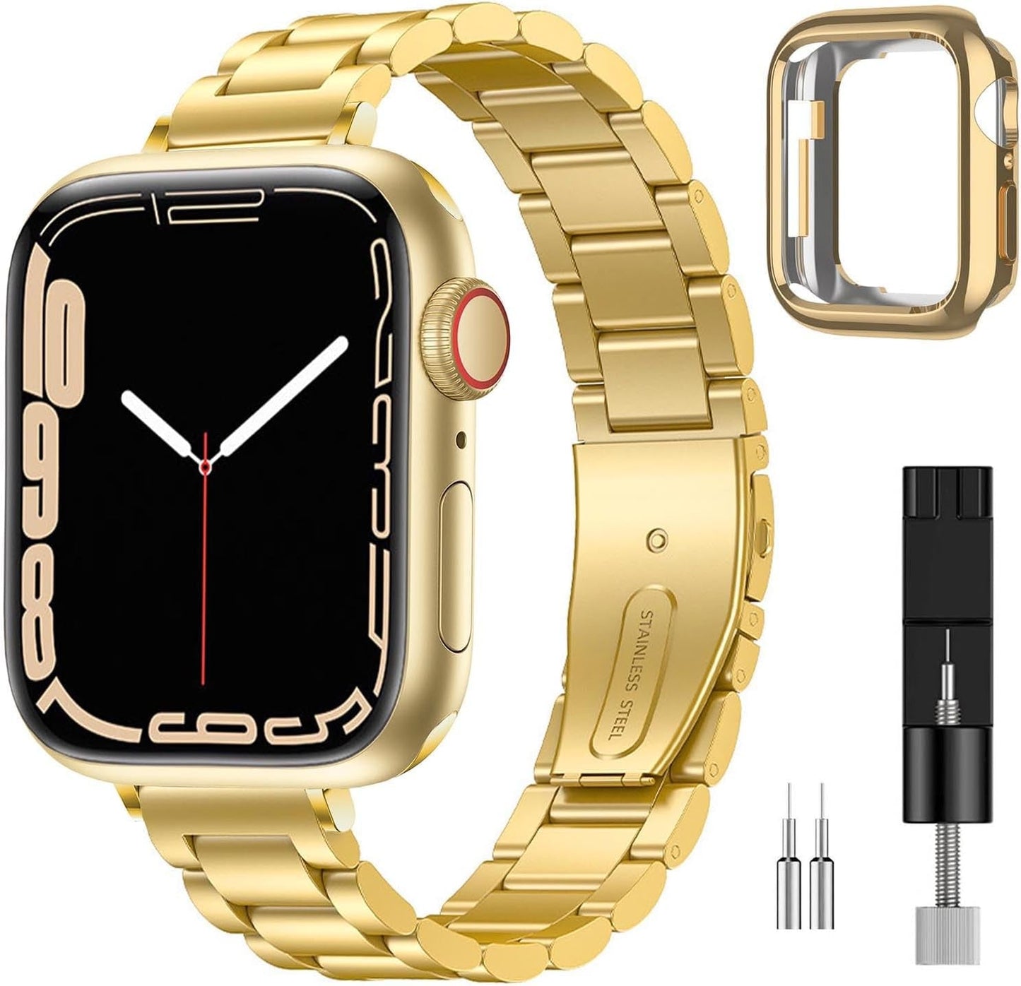 BOTOMALL Compatible with Apple Watch Band 49Mm 45Mm 44Mm 42Mm 41Mm 40Mm 38Mm, Slim Stainless Steel Metal Strap for Iwatch Series 9 8 7 6 5 4 SE 3 2 1 Women Men