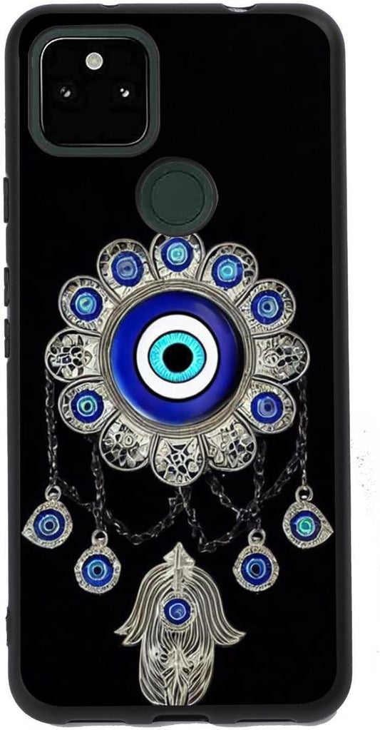 Compatible with Google Pixel 5A 5G Evil Eye Case,Evil Eye Flower Dreamcatcher Graphic for Google Case Women Men, Soft Silicone Stylish Protective Case for Google  taciengbo Evil Eye For Google Pixel 5A 5G 