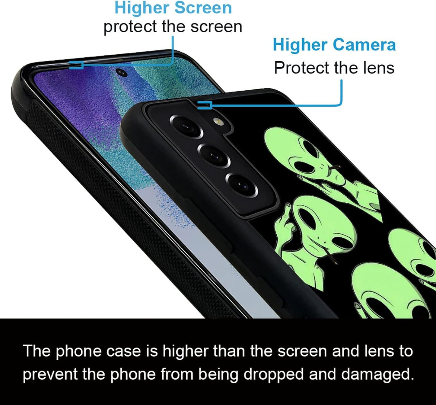 Compatible with Samsung Galaxy S22 plus Case with Arrogant Smoking Alien Pattern Design Plastic Samsung Galaxy S22 plus Case TPU Bumper Protective Case Samsung Galaxy S22 Plus