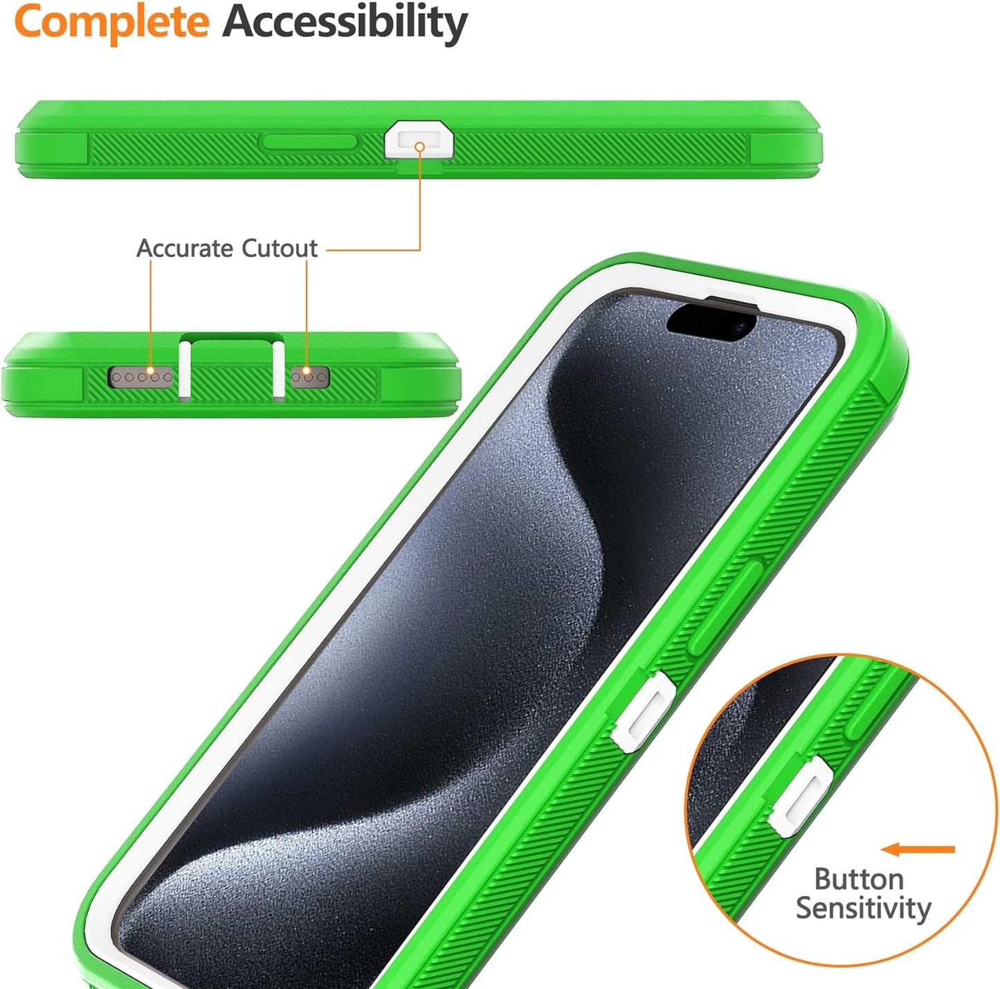 NIFFPD for Apple Iphone 15 Pro Max Case with Belt Clip & Kickstand, Full-Body Protection Multi Layers Rugged Case with Belt Holster for Apple Iphone 15 Pro Max 6.7 Inch 2023(Green+White)  NIFFPD   