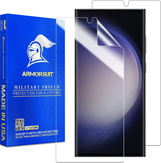 Armorsuit 2 Pack Militaryshield Screen Protector Designed for Samsung Galaxy S23 Ultra 5G (6.8 Inch, 2023 Release) Case Friendly HD Clear Film - Made in USA