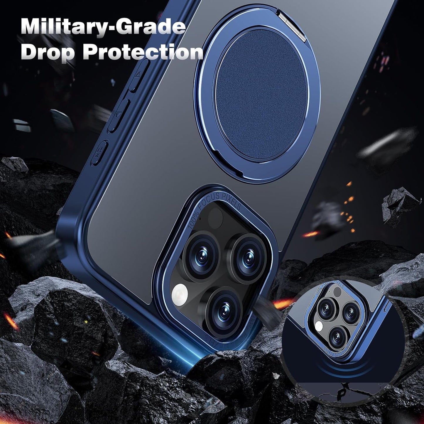 ACANDYA for Iphone 15 Pro Max Case Magnetic Ring Holder Kickstand Compatible with Magsafe Military Grade Drop Protection Heavy Duty Shockproof Men Women Cover for Iphone 15 Pro Max Translucent Blue  ACANDYA   