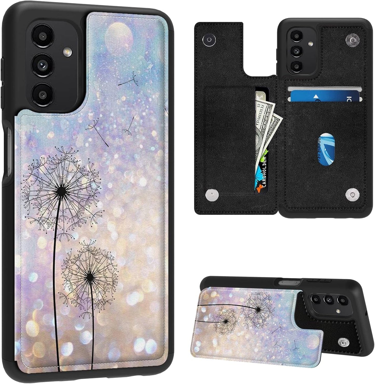 Case for Samsung Galaxy A14 5G Wallet Phone Case with Card Holder,Pu Leather Kickstand Card Slot Cover for Women Men (Dual Magnetic Clasp+Rfid Blocking)-Bald Eagle with Flag